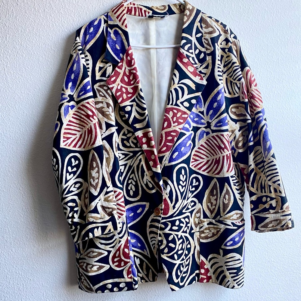 Vintage Patterned Blazer Jacket - image 1